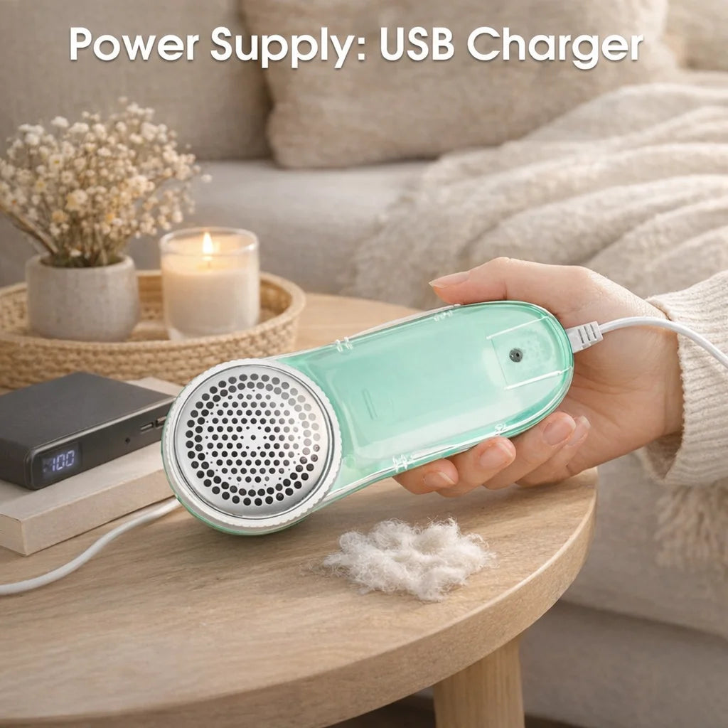 Portable Electric Fabric Shaver - Professional Lint Remover & Fuzz Trimmer for Clothes, Household Use with Sharp Blade and Brush