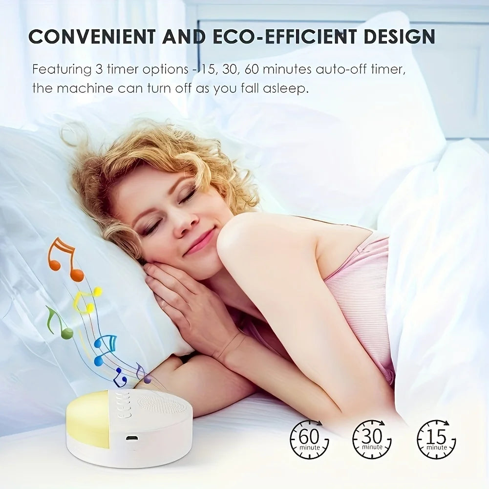 Baby White Noise Machine USB Rechargeable Timed Shutdown Sleep Machine Baby Sleep Sound Player Night Light Timer Noise Player