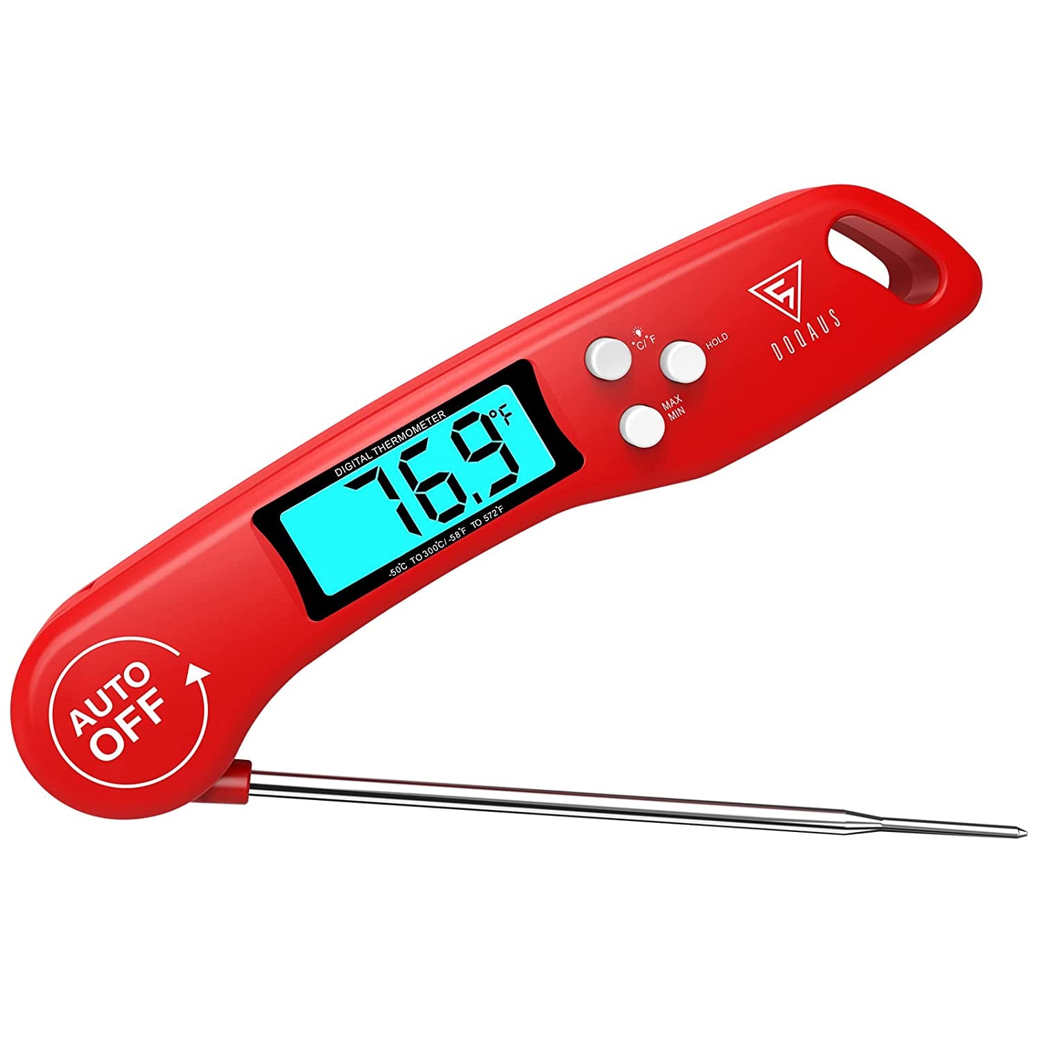 Digital Meat Thermometer, Instant Read Food Thermometer for Cooking with Backlit & Auto-Rotating Display, 4.6” Probe for Grilling, Baking, and Perfect BBQ