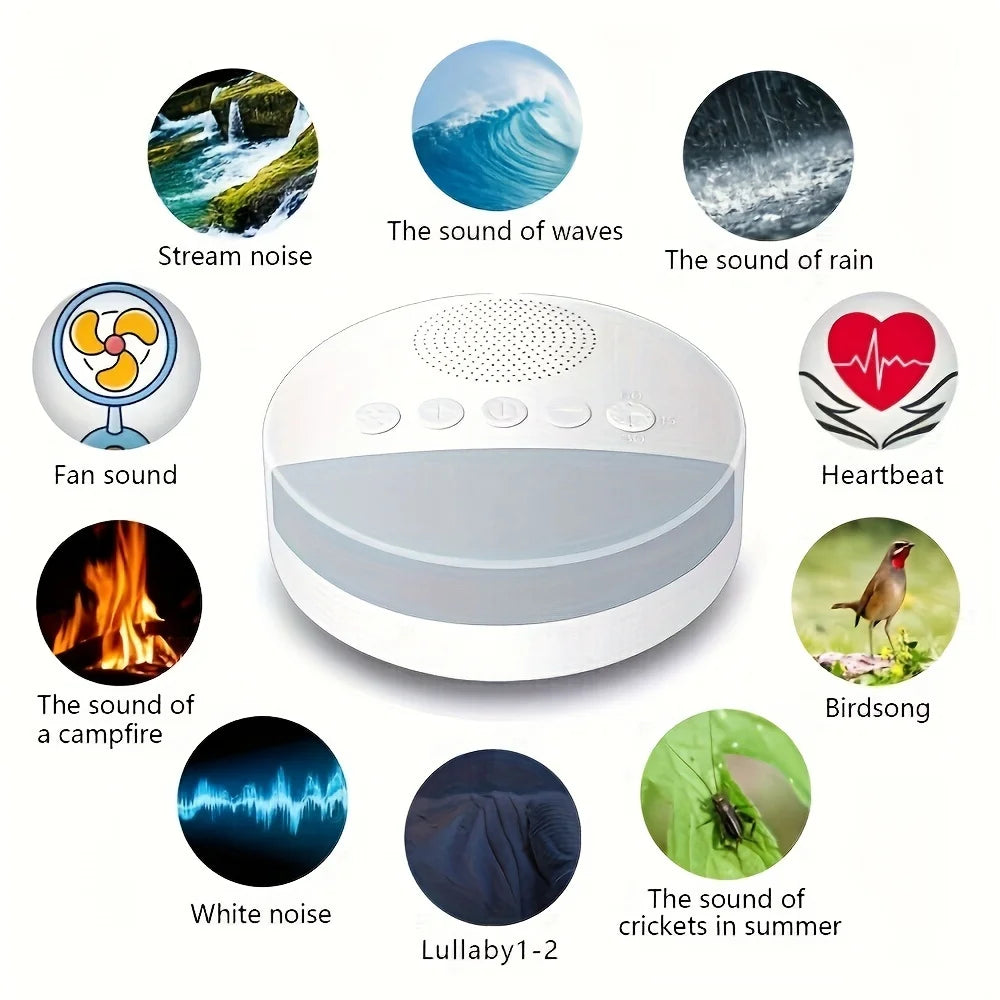 Baby White Noise Machine USB Rechargeable Timed Shutdown Sleep Machine Baby Sleep Sound Player Night Light Timer Noise Player